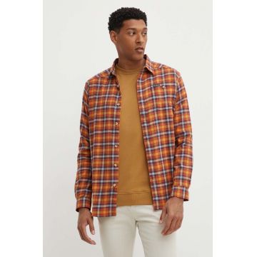 Columbia cămașă Cornell Woods Flannel LS bărbați, culoarea portocaliu, cu guler clasic, regular 1617951