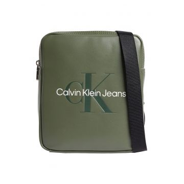 Geanta crossbody de piele ecologica cu garnituri din material textil