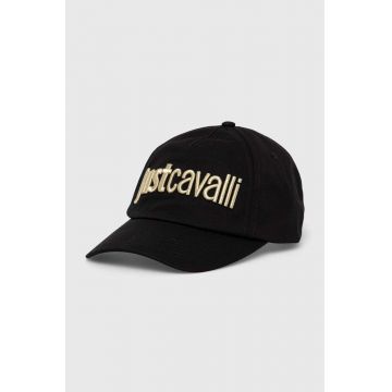 Just Cavalli șapcă de baseball din bumbac culoarea negru, cu imprimeu