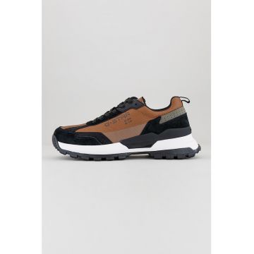 Pantofi sport de piele ecologica cu garnituri de piele intoarsa