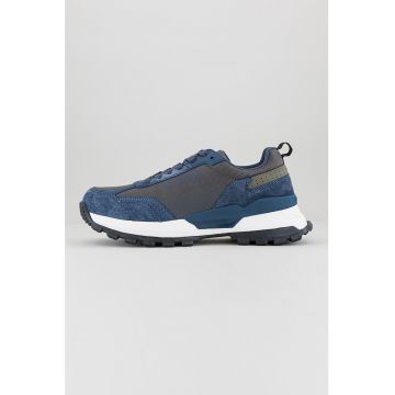 Pantofi sport de piele ecologica cu garnituri de piele intoarsa