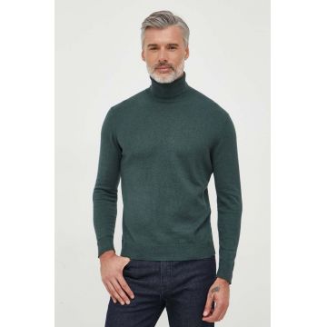 Pepe Jeans pulover din amestec de casmir Andre culoarea verde, light, cu guler