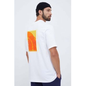 The North Face tricou din bumbac culoarea alb, cu imprimeu