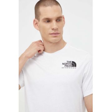 The North Face tricou din bumbac culoarea alb, cu imprimeu
