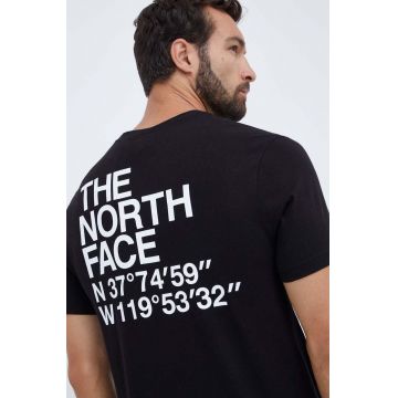 The North Face tricou din bumbac culoarea negru, cu imprimeu