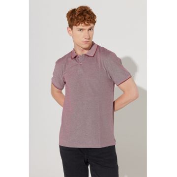 Tricou polo din amestec de bumbac - Alb/Rosu inchis