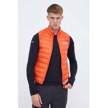 EA7 Emporio Armani vesta de puf barbati, culoarea portocaliu