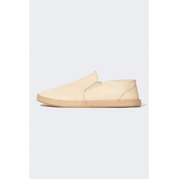 Espadrile din panza cu aplicatie cu aspect de iuta