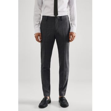 Pantaloni super slim fit eleganti cu model in carouri Paulo