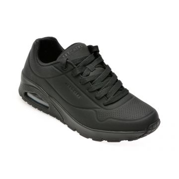 Pantofi SKECHERS negri, UNO-STAND ON AIR, din piele ecologica