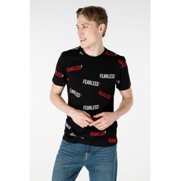Tricou din bumbac cu imprimeu text