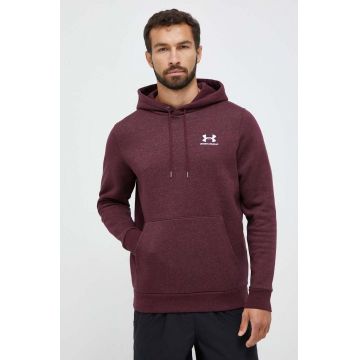 Under Armour bluza barbati, culoarea bordo, cu glugă, cu imprimeu