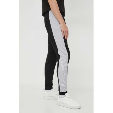 Lacoste pantaloni de trening din bumbac culoarea negru, modelator