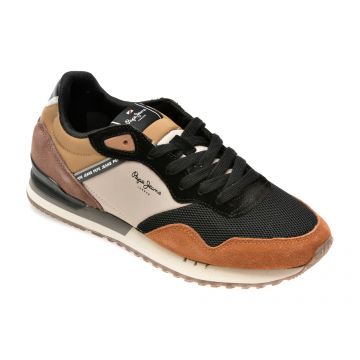 Pantofi PEPE JEANS negri, MS30992, din piele intoarsa si material textil