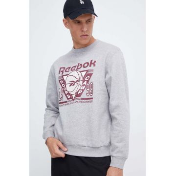 Reebok Classic bluza Basketball barbati, culoarea gri, cu imprimeu