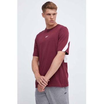 Reebok Classic tricou din bumbac culoarea bordo, cu imprimeu