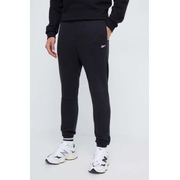 Reebok pantaloni barbati, culoarea negru, neted