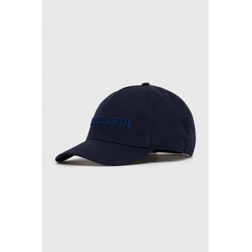 Trussardi șapcă de baseball din bumbac culoarea albastru marin, cu imprimeu