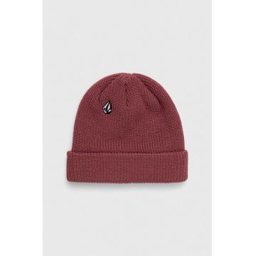 Volcom caciula culoarea bordo, din tricot gros