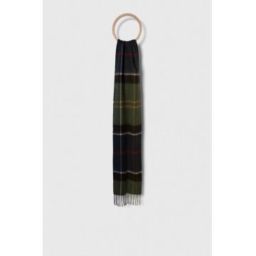 Barbour esarfa de lana culoarea verde, modelator