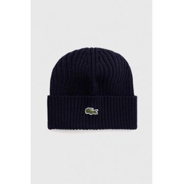 Lacoste caciula de lana culoarea albastru marin, de lana