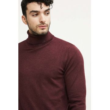 Medicine pulover barbati, culoarea bordo, light, cu guler