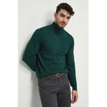 Medicine pulover barbati, culoarea verde, light, cu guler