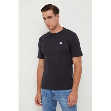 North Sails tricou din bumbac culoarea negru, neted