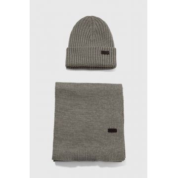 Barbour set căciulă și fular Crimdon Beanie & Scarf Gift Set culoarea gri MGS0019 Barbour set căciulă și fular Crimdon Beanie & Scarf Gift Set culoarea gri MGS0019