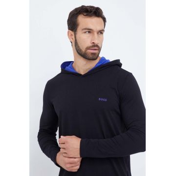 BOSS longsleeve lounge culoarea negru, melanj