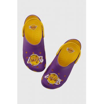 Crocs papuci NBA Los Angeles Lakers Classic Clog culoarea violet 208862
