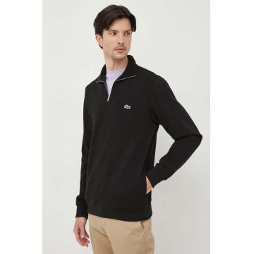 Lacoste pulover de bumbac culoarea negru, cu guler
