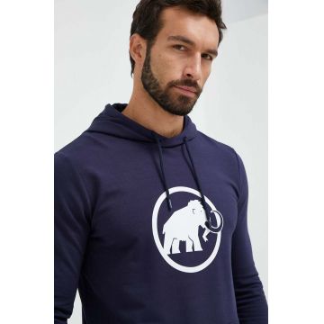 Mammut bluză trening ML Hoody Classic culoarea albastru marin, cu glugă, cu imprimeu