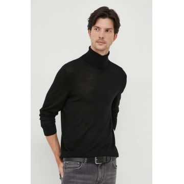 Michael Kors pulover de lana barbati, culoarea negru, light, cu guler