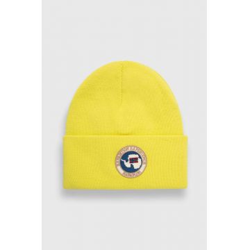 Napapijri caciula culoarea galben, din tricot gros
