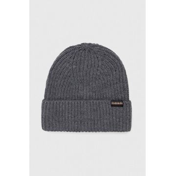 Napapijri caciula culoarea gri, din tricot gros