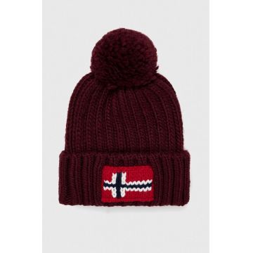 Napapijri caciula din amestec de lana culoarea bordo, din tricot gros