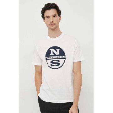 North Sails tricou din bumbac culoarea alb, cu imprimeu