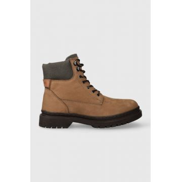 Pepe Jeans cizme din piele intoarsa HARRY BOOT barbati, culoarea maro, PMS50236