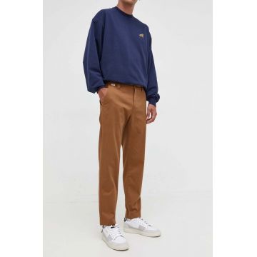 Tommy Jeans pantaloni barbati, culoarea maro, cu fason chinos