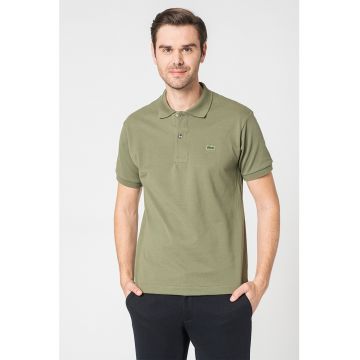 Tricou polo din pique cu logo mic brodat