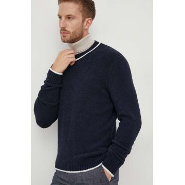 United Colors of Benetton pulover din amestec de lana barbati, culoarea albastru marin, călduros
