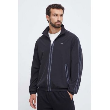 adidas Originals geaca barbati, culoarea negru, de tranzitie, oversize