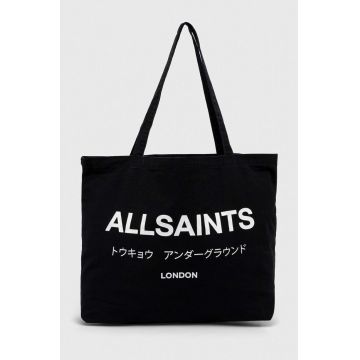 AllSaints geanta de bumbac UNDERGROUND TOTE culoarea negru