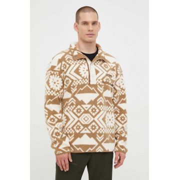 Columbia bluză M Helvetia Half Snap Fleece bărbați, culoarea maro, uni 1889853