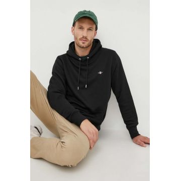 Gant bluza barbati, culoarea negru, cu glugă, neted