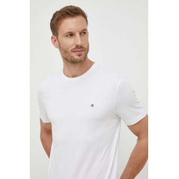 Gant tricou din bumbac culoarea alb, neted