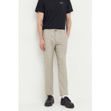 Hollister Co. pantaloni barbati, culoarea bej, mulata