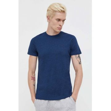 Hollister Co. tricou barbati, culoarea albastru marin, melanj