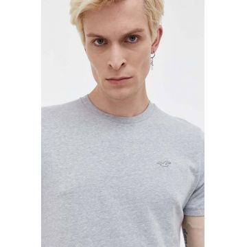 Hollister Co. tricou barbati, culoarea gri, melanj
